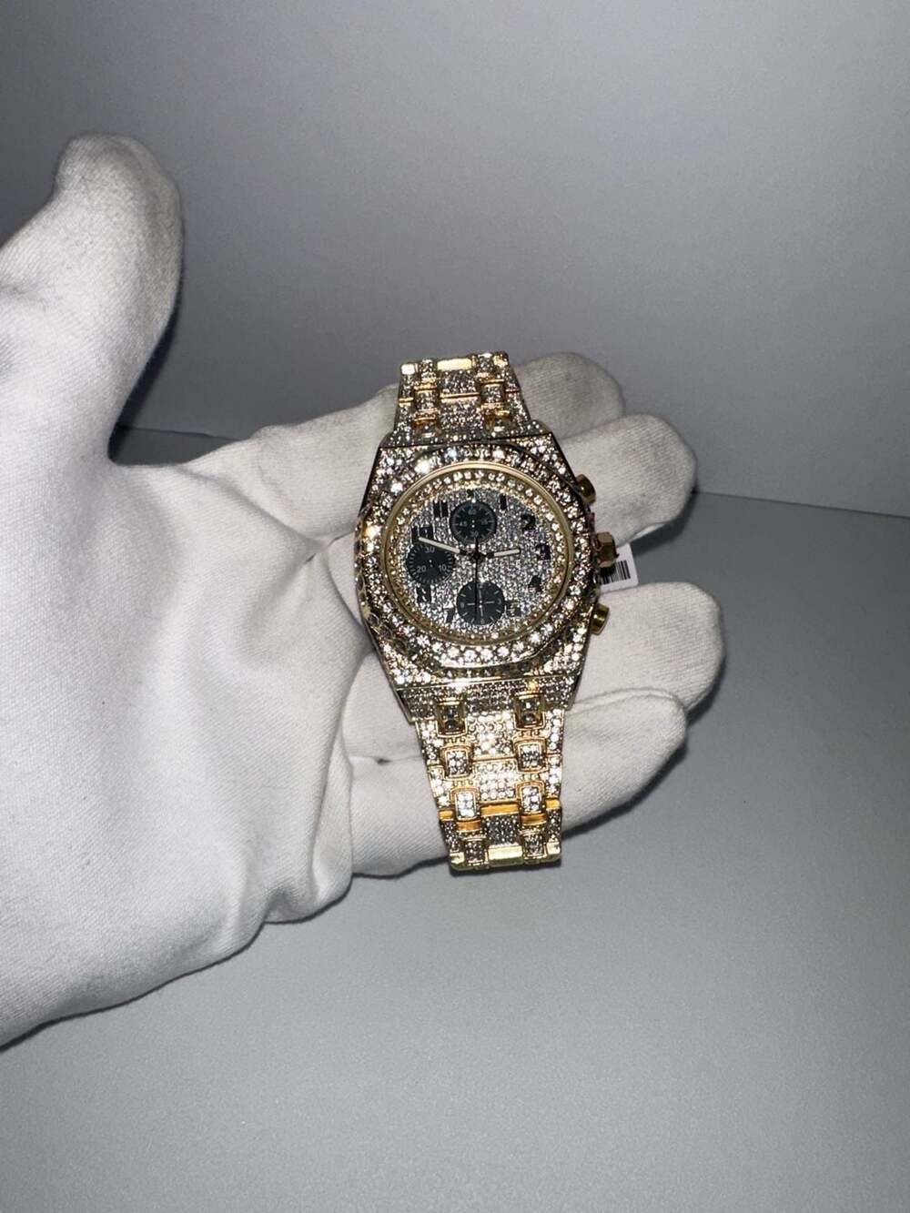 Fully Iced Out Diamond Watch - Octagon Case, Quartz Movement